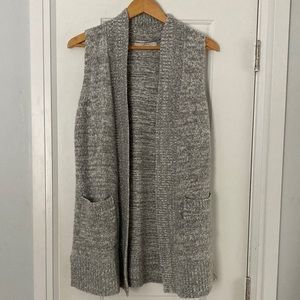 Soft Light Gray Marled Sweater Sleeveless Cardigan
